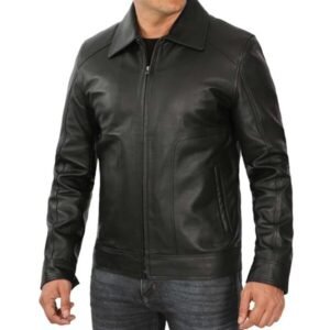 Black Harrington Vintage Leather Jacket For Men 3