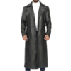 Black Mens 3 4 Length Leather Car Coat -