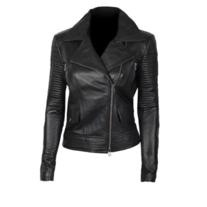 Black Womens Leather Moto Jacket