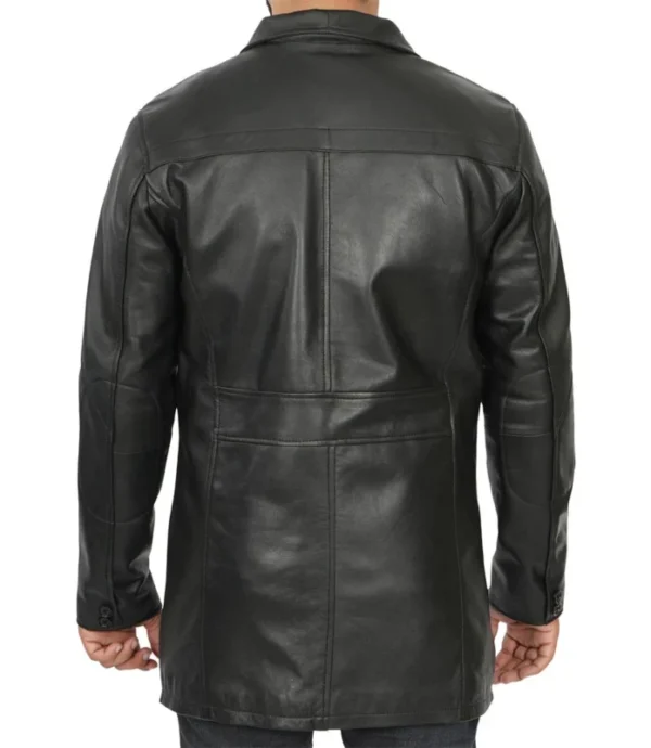 Bristol Real Lambskin Black Leather Car Coat