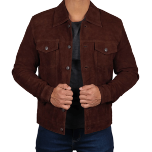 Reeves Men’s Harrington Premium Brown Leather Jacket