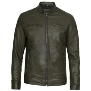 Dodge Green Cafe Racer Leather Jacket