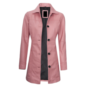 Kandis Womens Pink Real Leather Car Coat 1