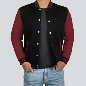 Mens Black & Maroon Varsity Jacket