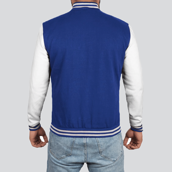 Mens Grey And Royal Blue Varsity Jacket2