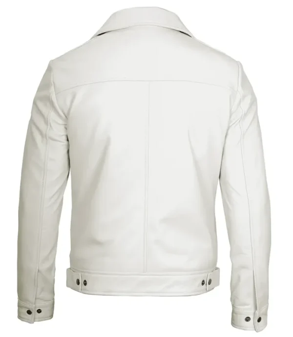 Men's Off White Real Leather Harrington Jacket