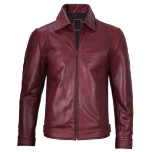 Reeves Mens Harrington Real Maroon Leather Jacket 3