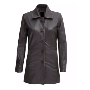 Winchester Women's Distressed Dark Brown Leather Car Coat