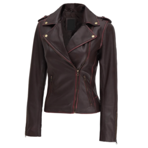 Women's Brown Asymmetrical Leather Motorcycle Jacket