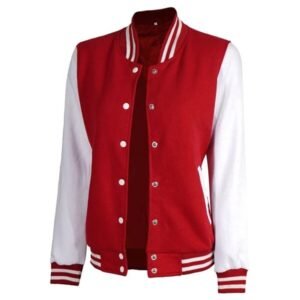 Womens Red And White Varsity Jacket - High School Letterman 1