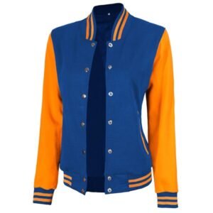 Womens Royal Blue And Yellow Varsity Jacket - Bomber Style 2