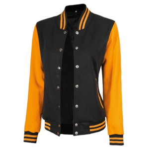 Womens Yellow And Black Varsity Jacket - Baseball Style 2